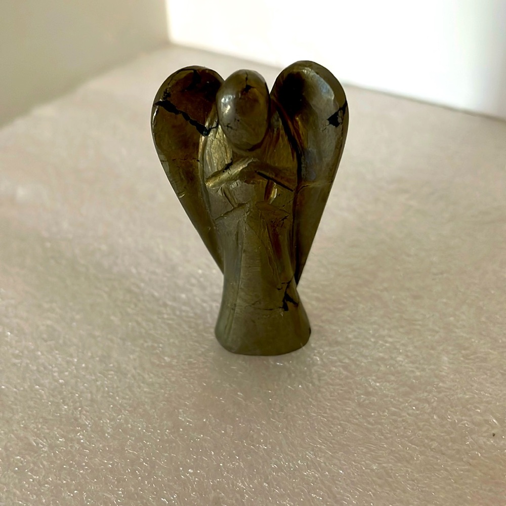 Golden Pyrite Crystal Angel 2 inch